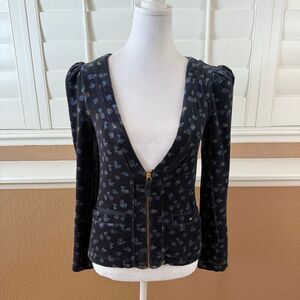 Vintage Y2K Juicy Couture Blue Zip Up Blazer 2000s Glam Girly Mallcore Sz P Diva